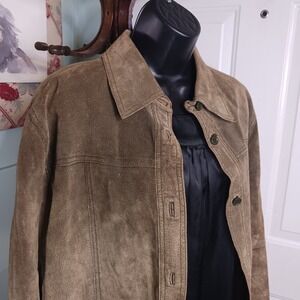 Vintage Nygard Collection Leather Jacket Womens 14 Brown Genuine Shacket Shirt